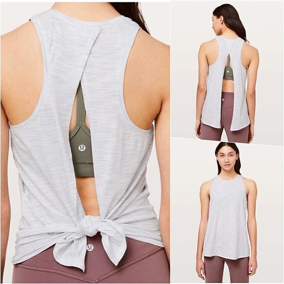 lululemon athletica Tops - Lululemon Open Back Tied Up High Neck Tank Gray